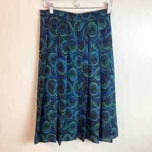 ModCloth Pleated Peacock Midi Skirt - Blue/Green - 6